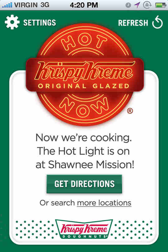 Screenshot of a Krispy Kreme App 