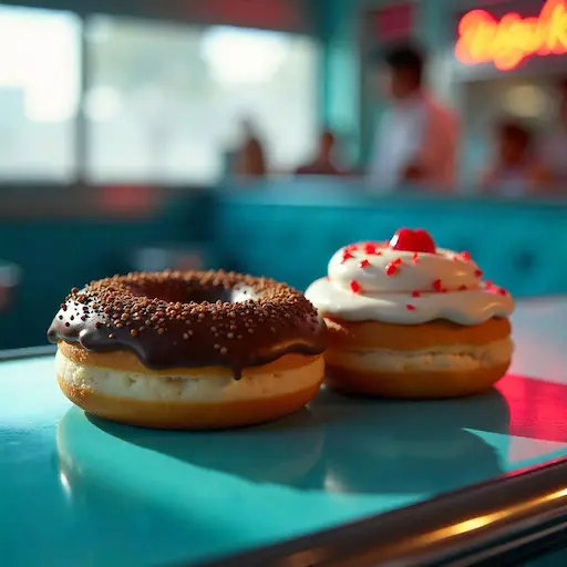 Krispy Kreme honey bun next to Little Debbie honey bun on a comparison tray